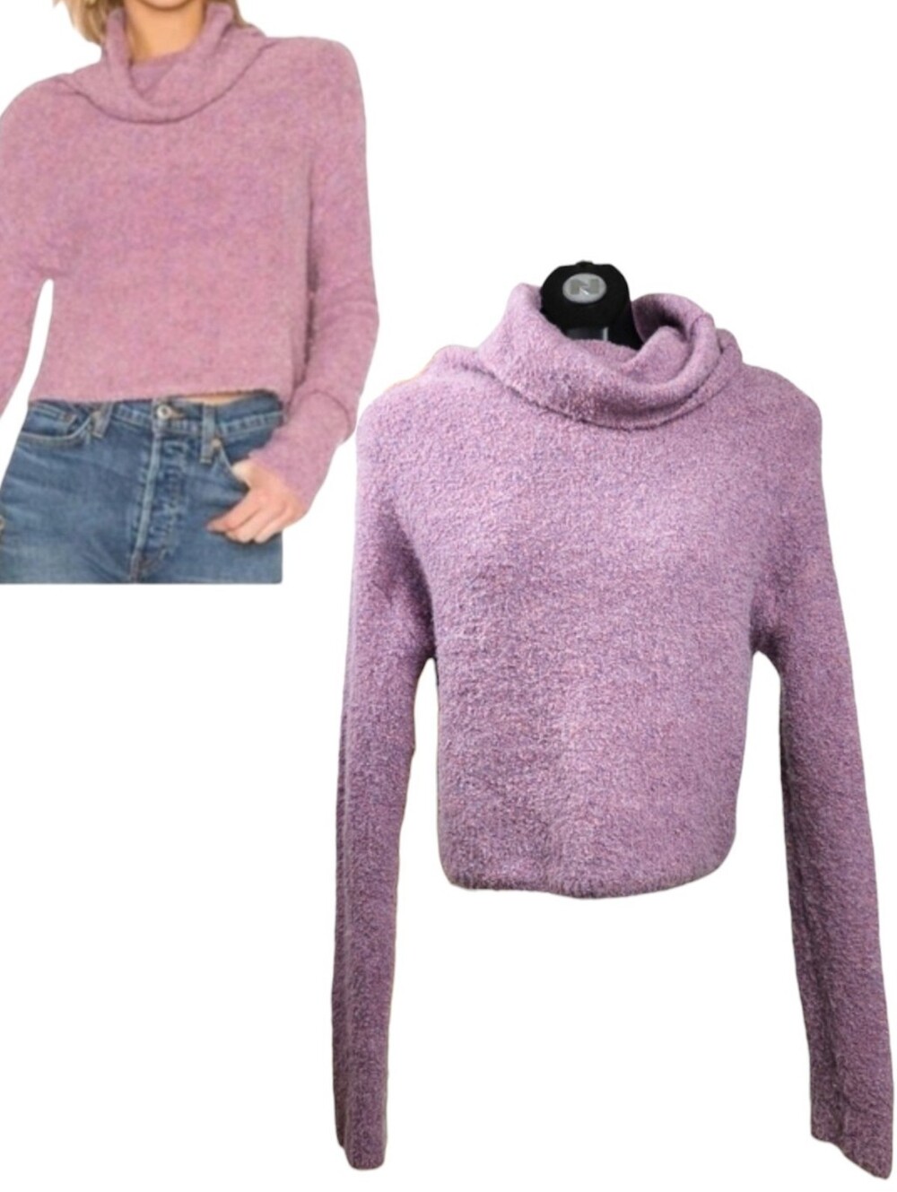 Free People Womens Stormy Pullover Alpaca Wool Knit Cozy Sweater Light Purple S